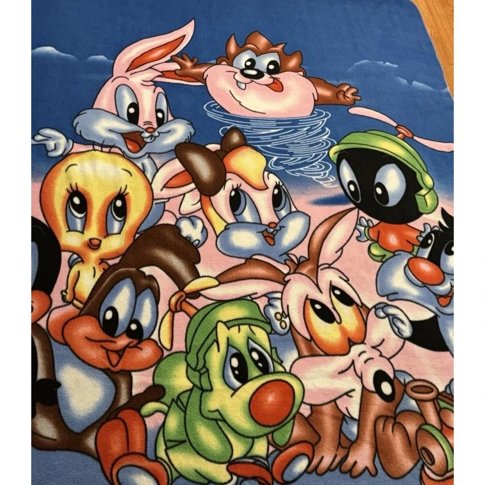 Vintage Baby Looney Tunes Blanket Large Lola Tweety Taz 78 x 57 Paul Stuart Rare